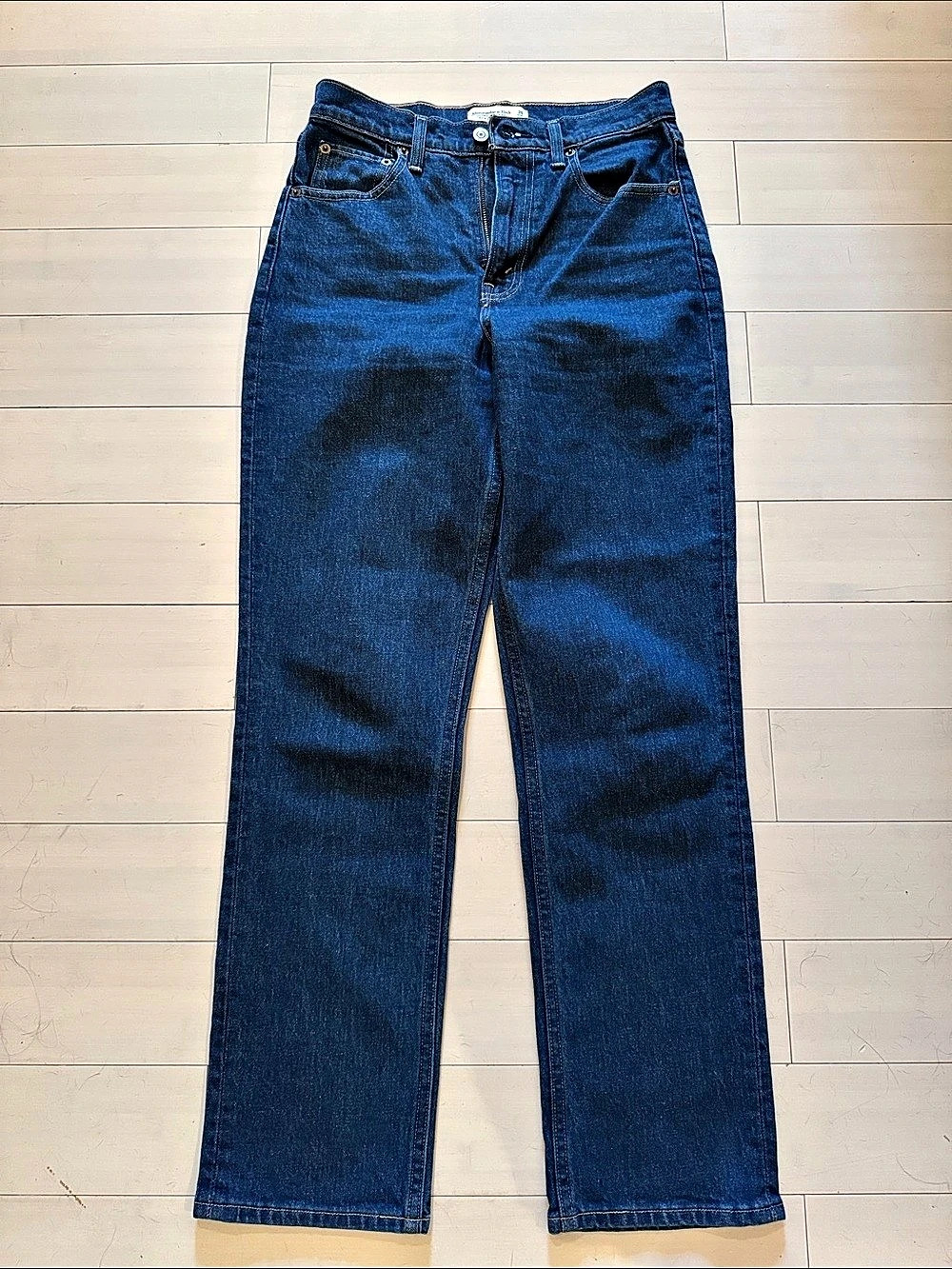 Abercrombie & Fitch Curve Love Ultra High Rise 90's Straight Jean Jeans Blue